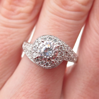 925 Sterling Silver Round-Cut C Z Engagement Ring Size 8