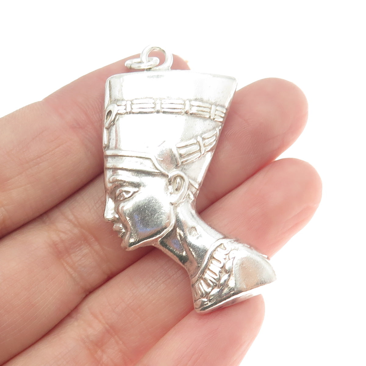 800 Silver Vintage Egyptian Nefertiti Pharaoh Pendant