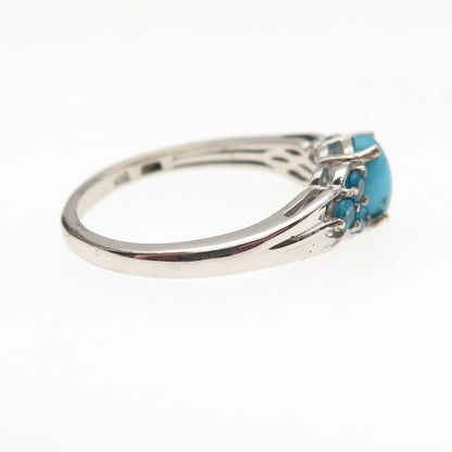 Chuck Clemency 925 Sterling Silver Real Turquoise & Apatite Ring Size 8.25