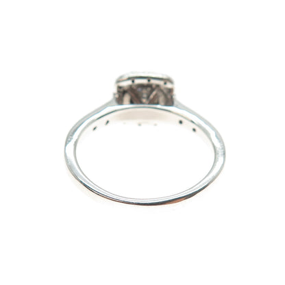 925 Sterling Silver Real Round-Cut Diamond Engagement Ring Size 7