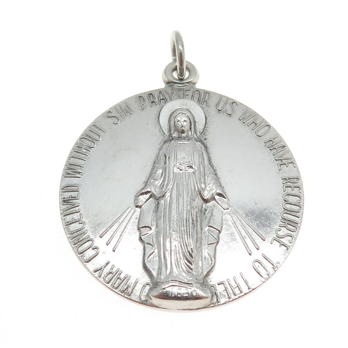 CHARLES THOMAE 925 Sterling Silver Antique Art Deco St. Mary Miraculous Pendant