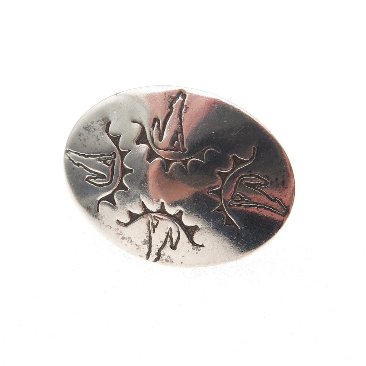 Eva & Linberg Billah Navajo Old Pawn Sterling Vintage Wolf Tie Tack / Lapel Pin