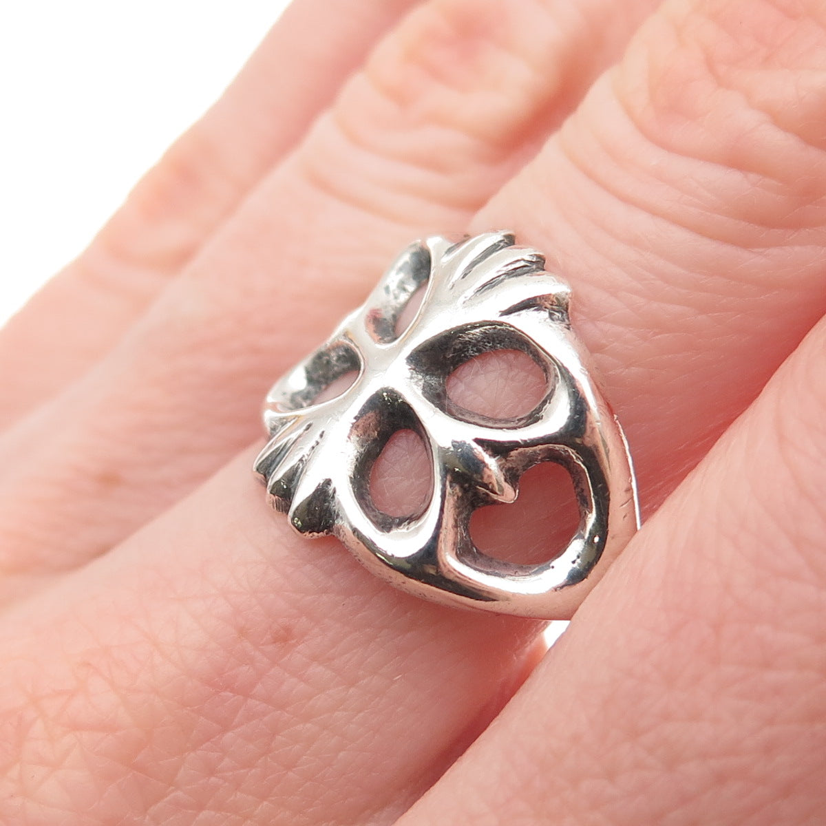 Old Pawn 925 Sterling Silver Vintage Southwestern Oxidized Tribal Ring Size 8