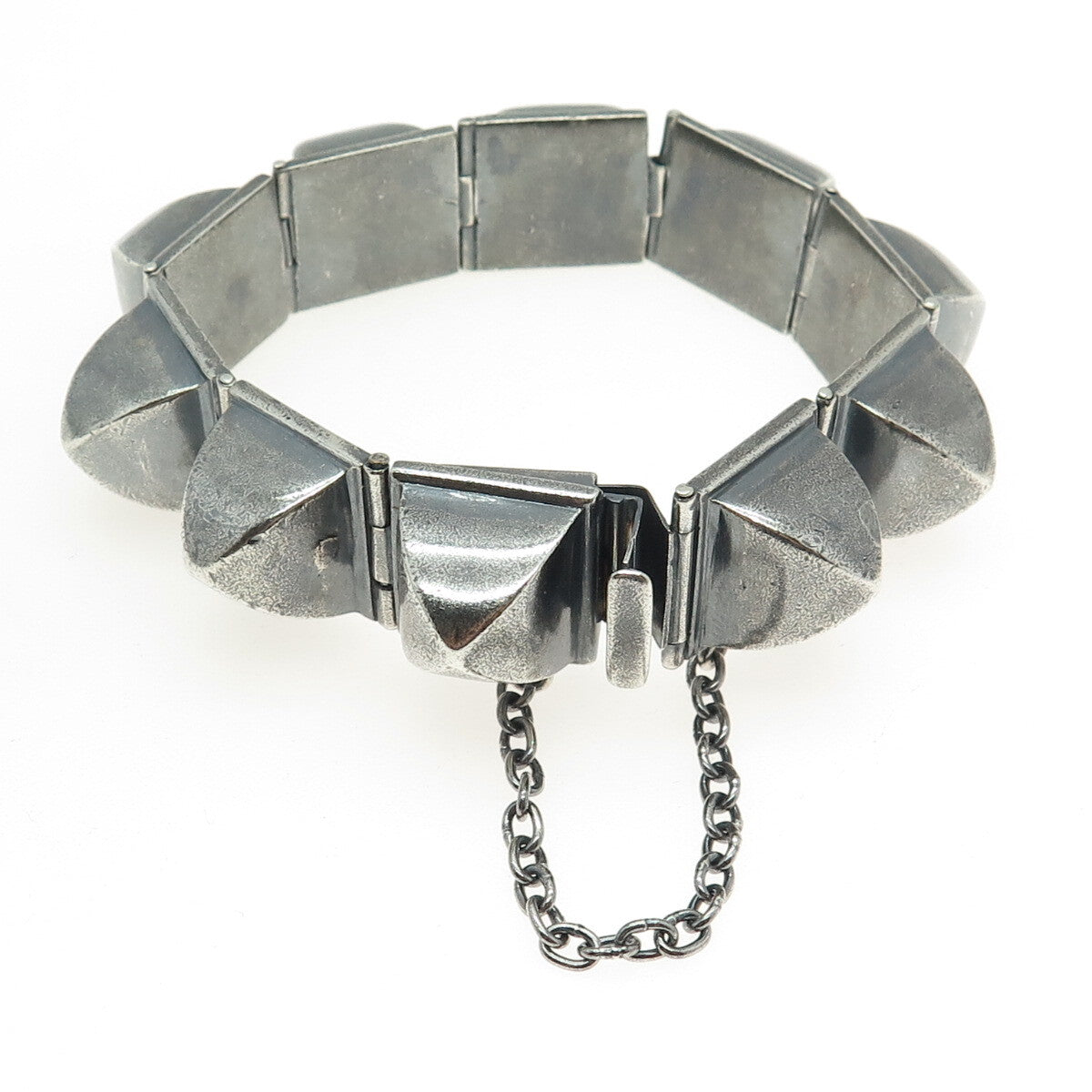 PAT AREIAS 925 Sterling Silver Vintage Modernist Solid 86.0g Bracelet 7.5"