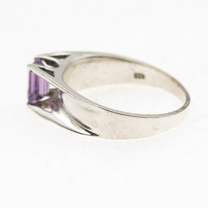 Chateau D’Argent 925 Sterling Silver Vintage Real Amethyst Oxidized Ring Size 9