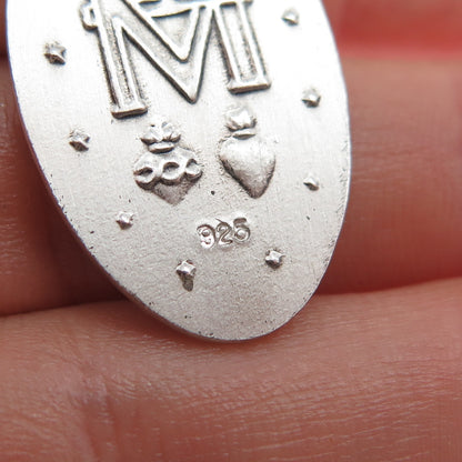 925 Sterling Silver Vintage St. Mary Miraculous Medal Charm Pendant