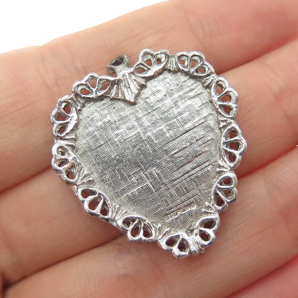 925 Sterling Silver Vintage Happy Birthday Heart Oxidized Charm Pendant