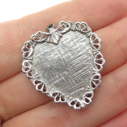 925 Sterling Silver Vintage Happy Birthday Heart Oxidized Charm Pendant