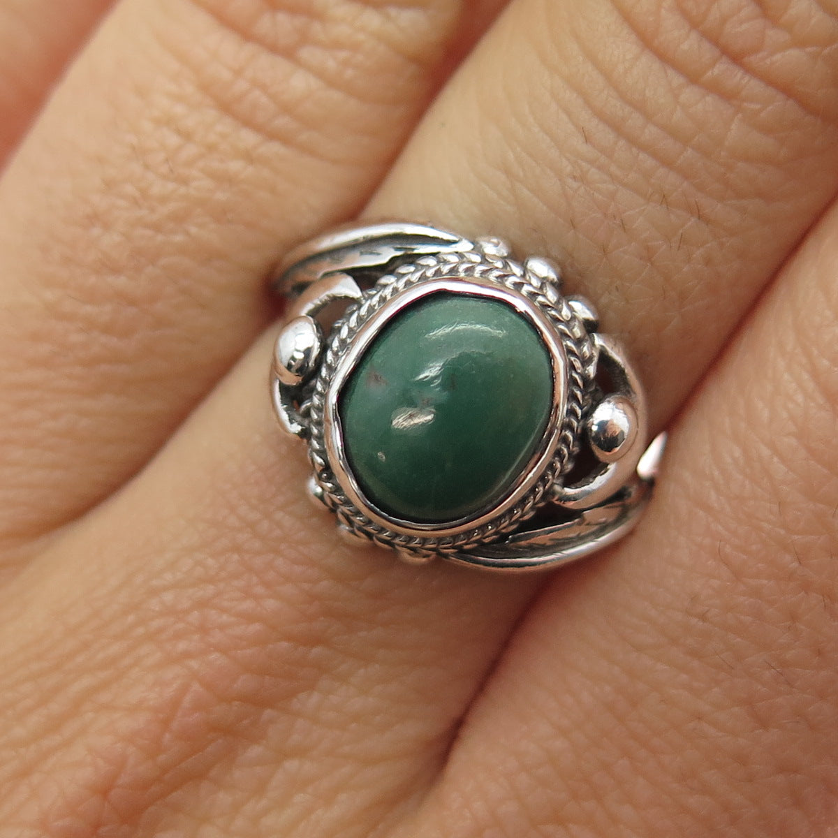 Old Pawn Sterling Silver Vintage Southwestern Royston Turquoise Ring Size 6.25