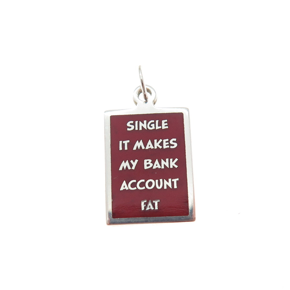 925 Sterling Red Enamel Single It Makes My Bank Account Fat Minimalist Pendant