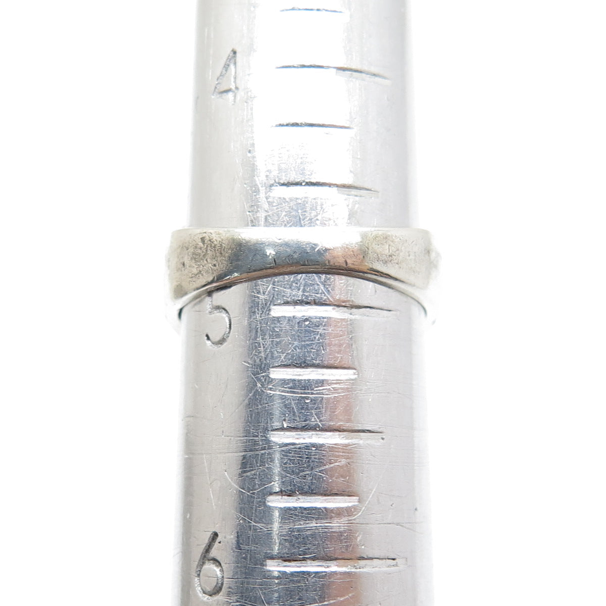 925 Sterling Silver Vintage Modernist Ribbed Dome Oxidized Ring Size 4.75
