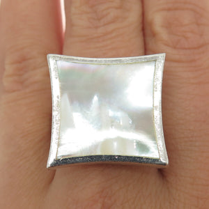 CHAPAL ZENRAY 925 Sterling Silver Real MOP Modernist Ring Size 10