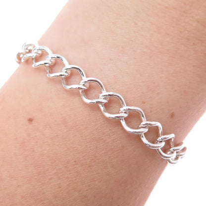 925 Sterling Silver Vintage Italy Curb Link Bracelet 7.75"