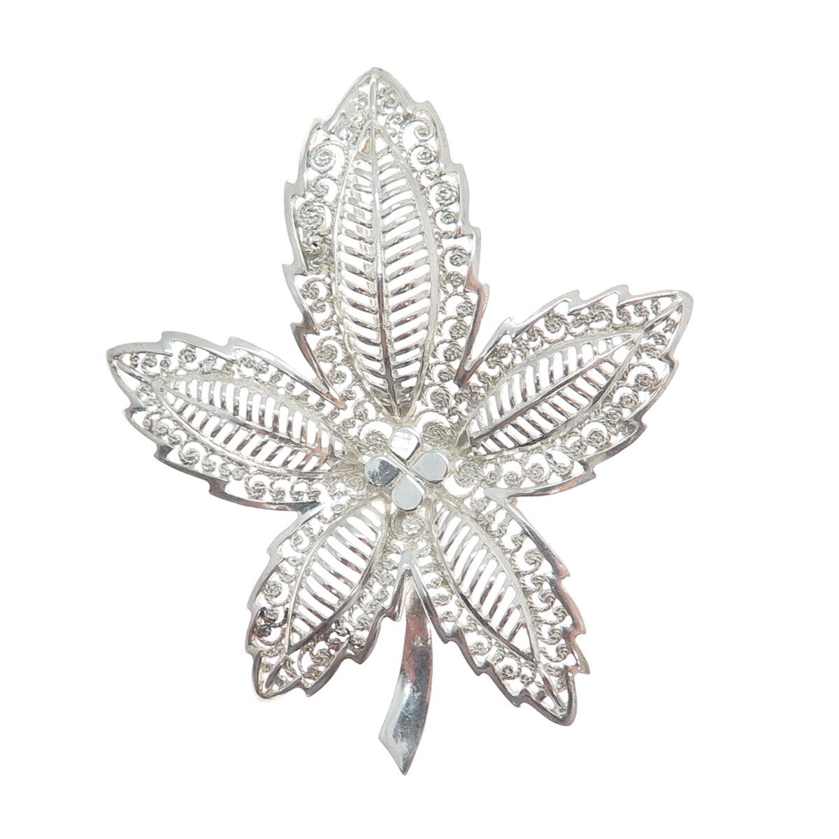WILLI NONNENMANN 925 Sterling Silver Vintage Germany Floral Filigree Pin Brooch