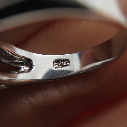 925 Sterling Silver Radiant-Cut Pink C Z Modernist Ring Size 5.25