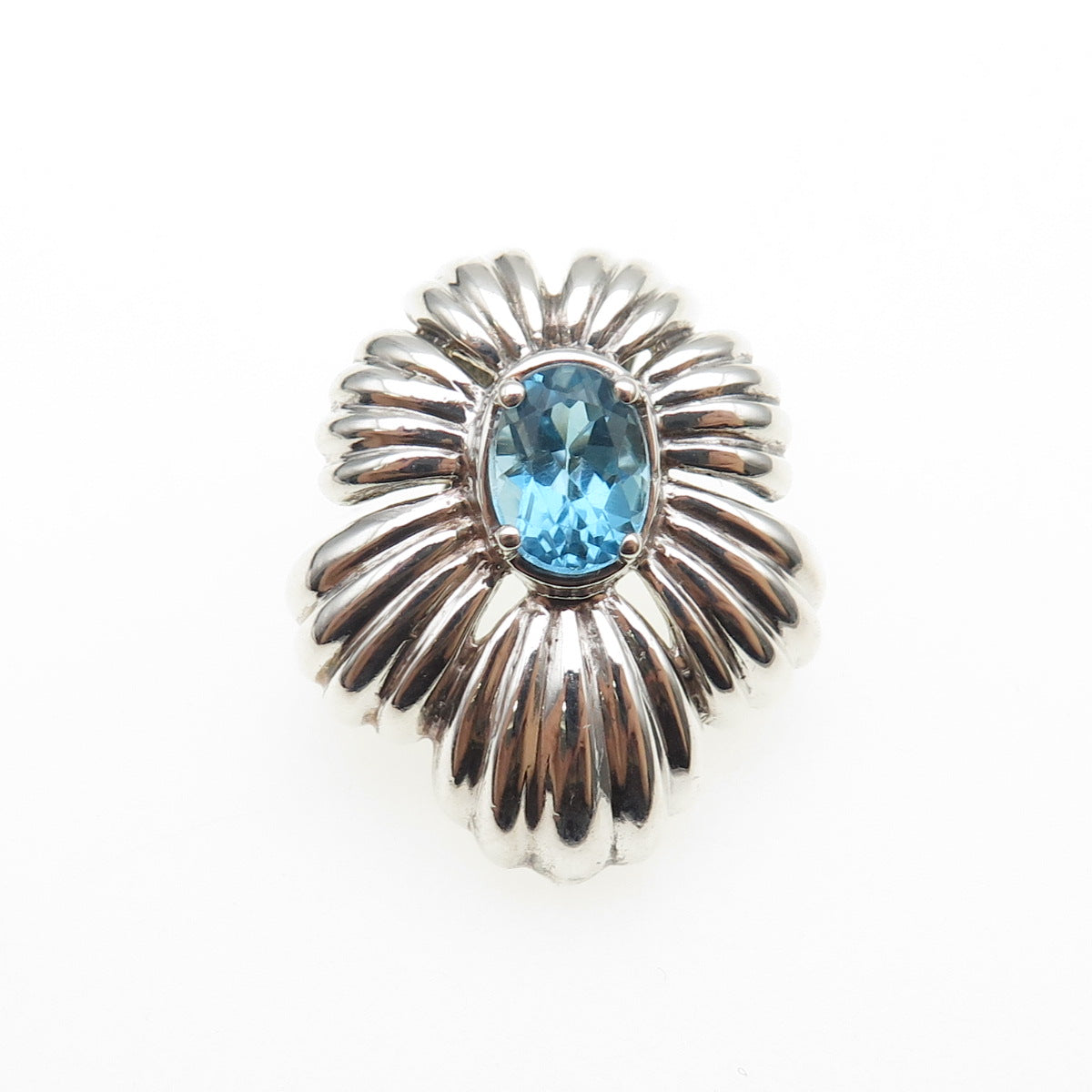 CNA PRANDA 925 Sterling Silver Vintage Real Blue Topaz Modernist Slide Pendant