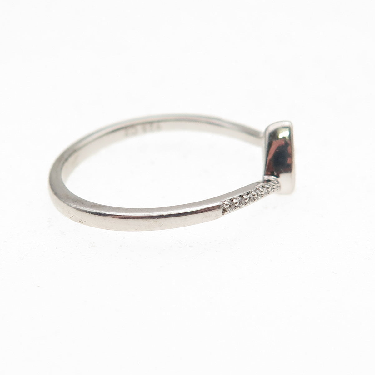 925 Sterling Silver Pear & Round-Cut C Z Bypass Ring Size 7