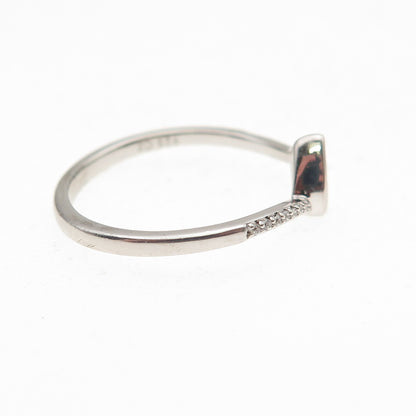 925 Sterling Silver Pear & Round-Cut C Z Bypass Ring Size 7