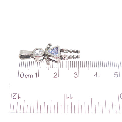 925 Sterling Vintage Multi-C Z February Birthstone Girl Articulated Pendant