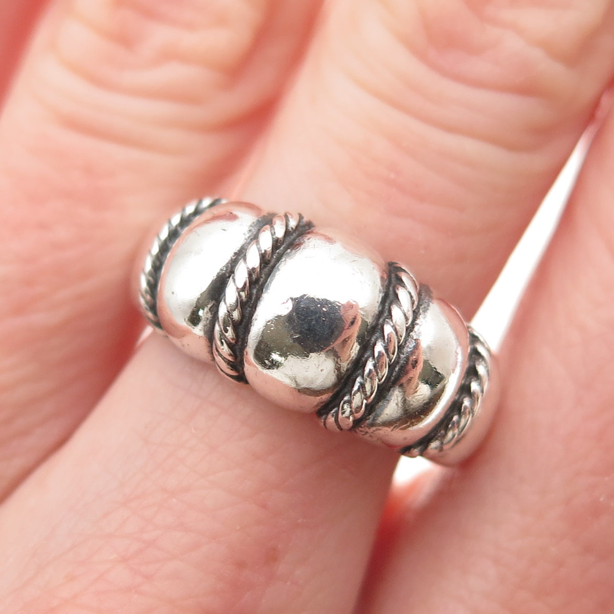 KABANA 925 Sterling Silver Vintage Modernist Dome Oxidized Ring Size 7