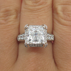 925 Sterling Silver Princess & Round-Cut C Z Engagement Ring Size 8