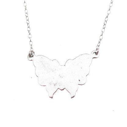 Tru-Kay 925 Sterling Silver Vintage Real Turquoise Butterfly Chain Necklace 16"