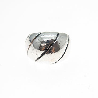 925 Sterling Silver Vintage Modernist Dome Ring Size 5.75