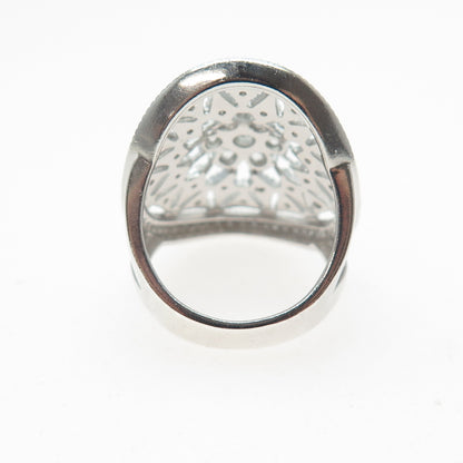 925 Sterling Silver Round-Cut C Z Sun / Flower Ring Size 5.5