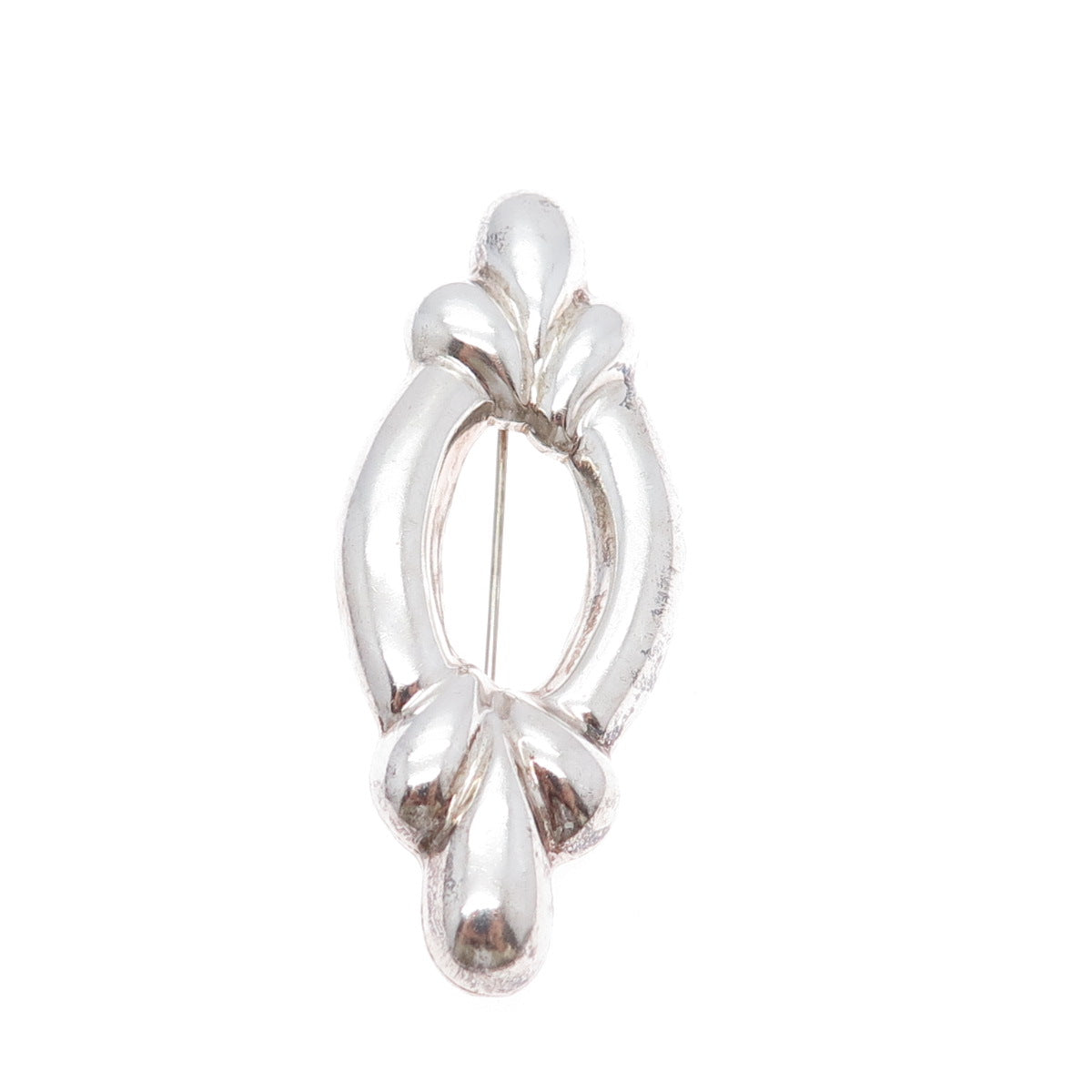 925 Sterling Silver Vintage Modernist Puffy Pin Brooch