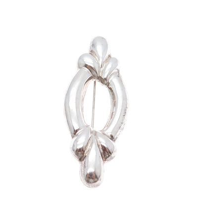 925 Sterling Silver Vintage Modernist Puffy Pin Brooch