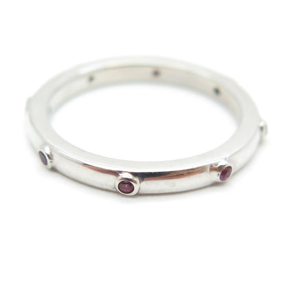 925 Sterling Silver Lab-Created Pink Sapphire Stackable Band Ring Size 5.75