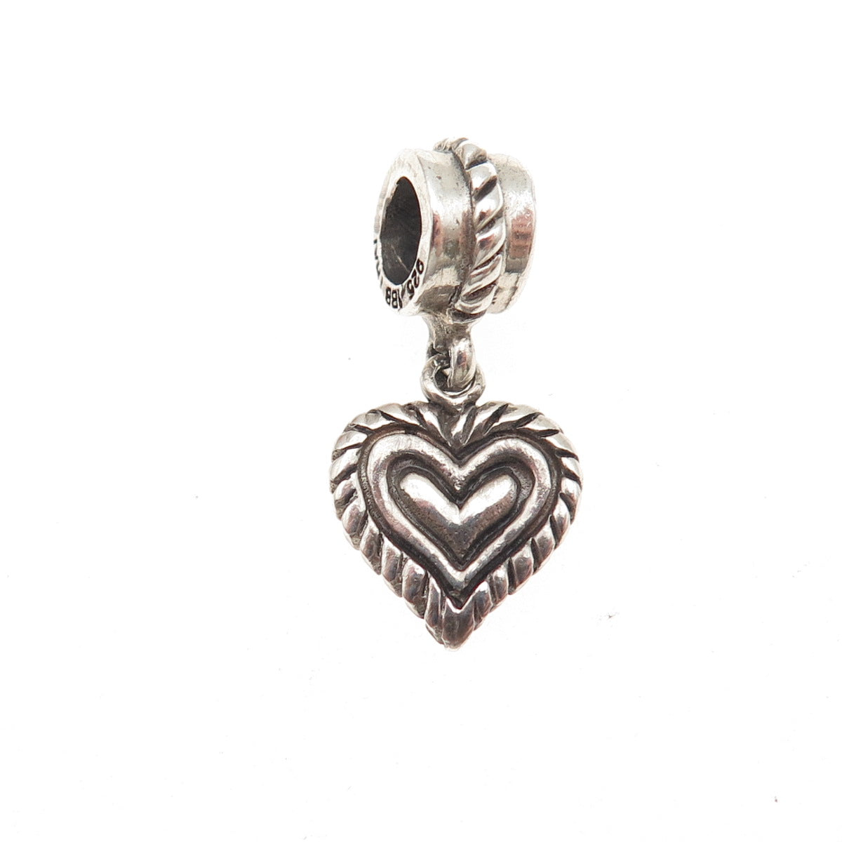925 Sterling Silver Heart Dangle Charm