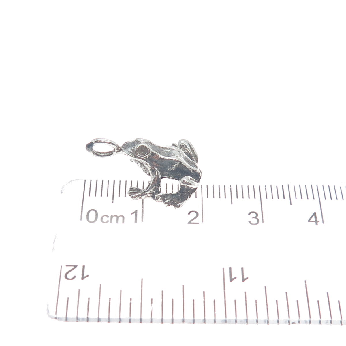 925 Sterling Silver Vintage Frog Good Luck Oxidized Minimalist 3D Charm Pendant