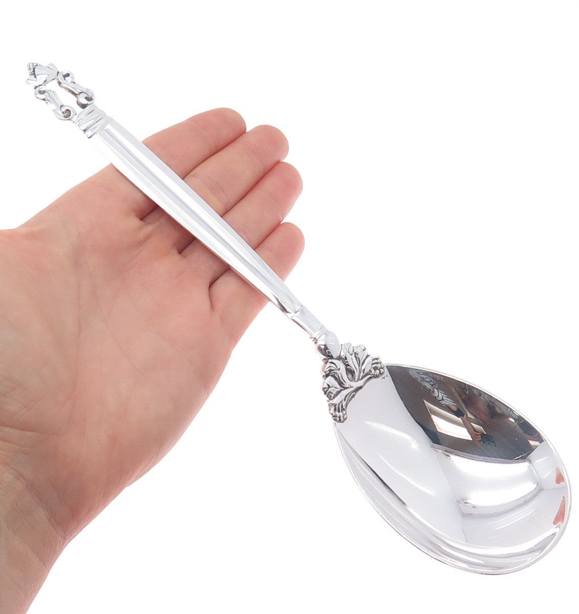 GEORG JENSEN 925 Sterling Silver Antique 1915 Denmark Vegetable Spoon