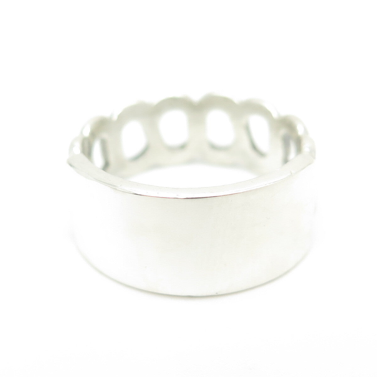 FRIENDSHIP 925 Sterling Silver Vintage Infinity Chain Link Band Ring Size 10