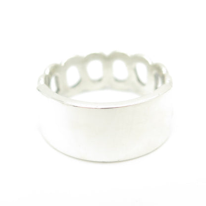 FRIENDSHIP 925 Sterling Silver Vintage Infinity Chain Link Band Ring Size 10
