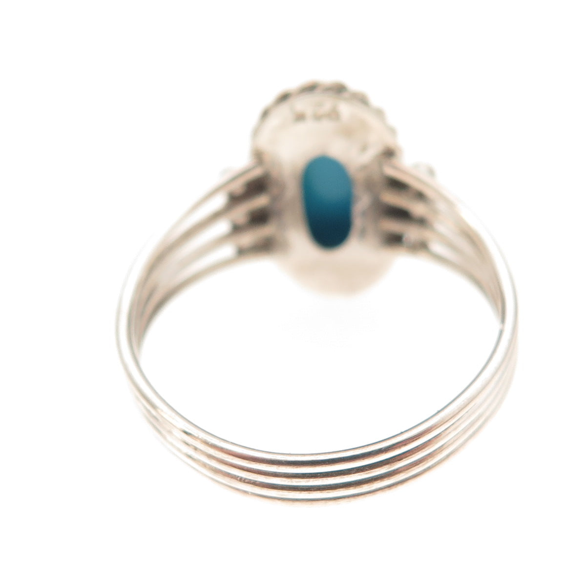 925 Sterling Silver Vintage Real Turquoise Oxidized Ring Size 8.25
