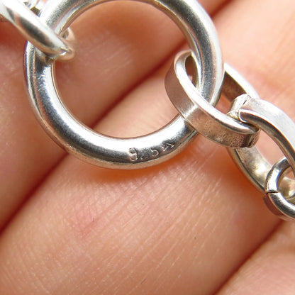 925 Sterling Silver Vintage Heart Oval Link Bracelet 6.75"