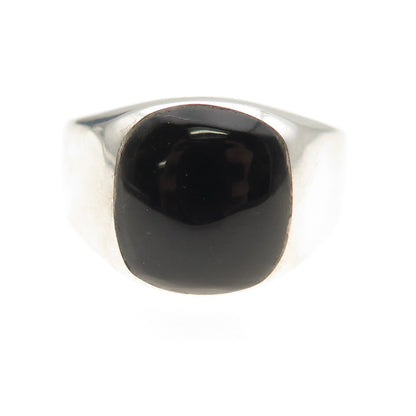 925 Sterling Silver Vintage Mexico Real Black Onyx Ring Size 12