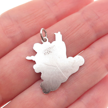 Danecraft Sterling Silver Antique Art Deco Enamel Santa's Sleigh Mini Pendant