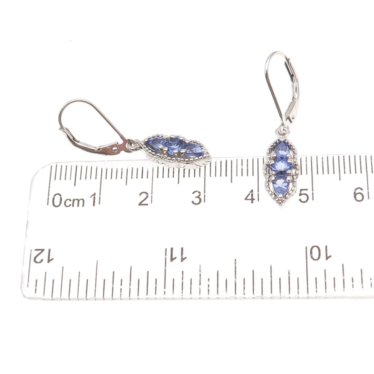 Chuck Clemency 925 Sterling Silver Real Tanzanite Dangle Earrings