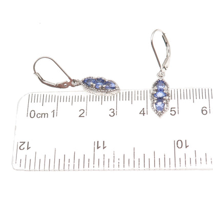 Chuck Clemency 925 Sterling Silver Real Tanzanite Dangle Earrings