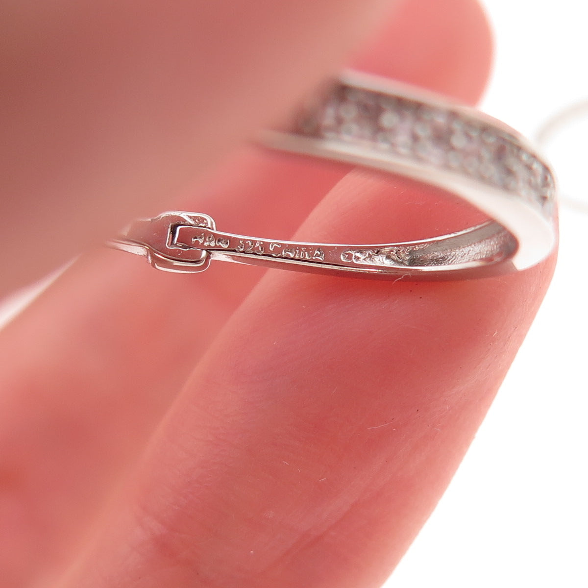 Han 925 Sterling Silver Round-Cut C Z Hoop Earrings