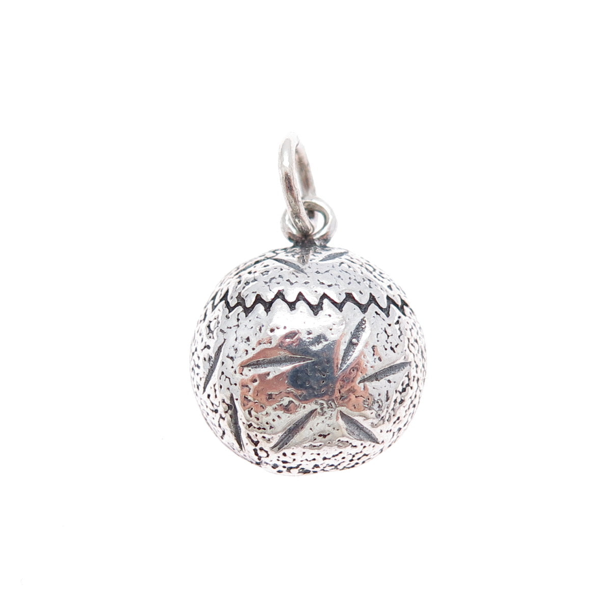 925 Sterling Silver Vintage Baseball Ball Oxidized Minimalist Charm Pendant