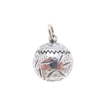 925 Sterling Silver Vintage Baseball Ball Oxidized Minimalist Charm Pendant