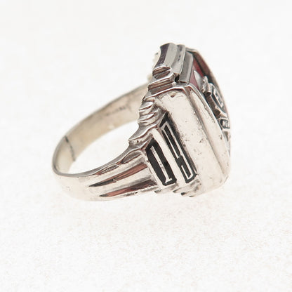 925 Sterling Silver Vintage 1962 Enamel East Newark School Ring Size 8