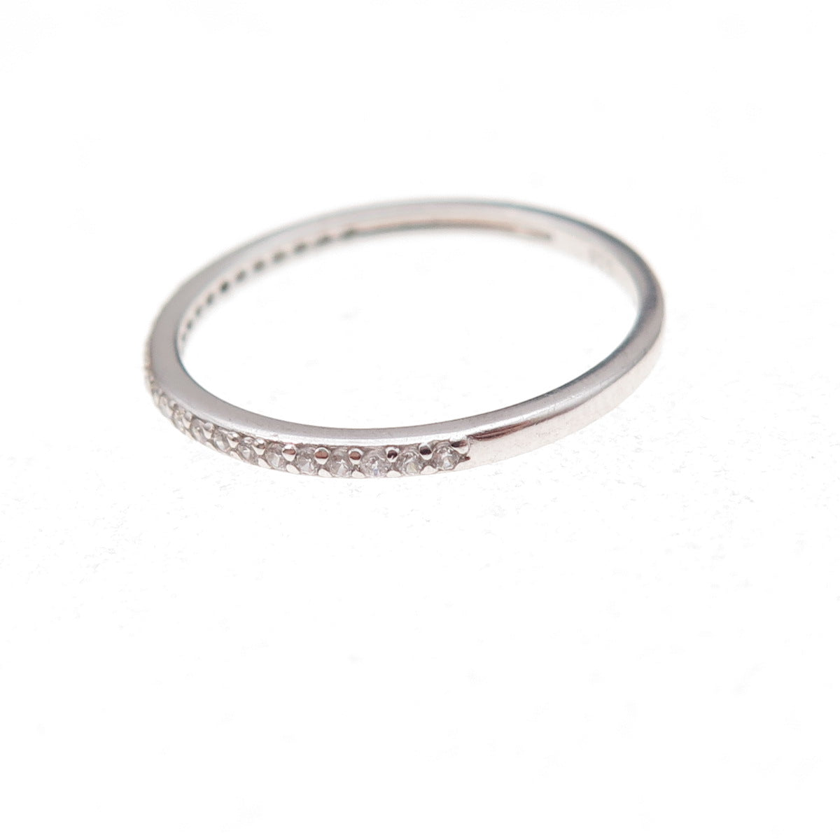 925 Sterling Silver Round-Cut C Z Half Eternity Stackable Band Ring Size 6