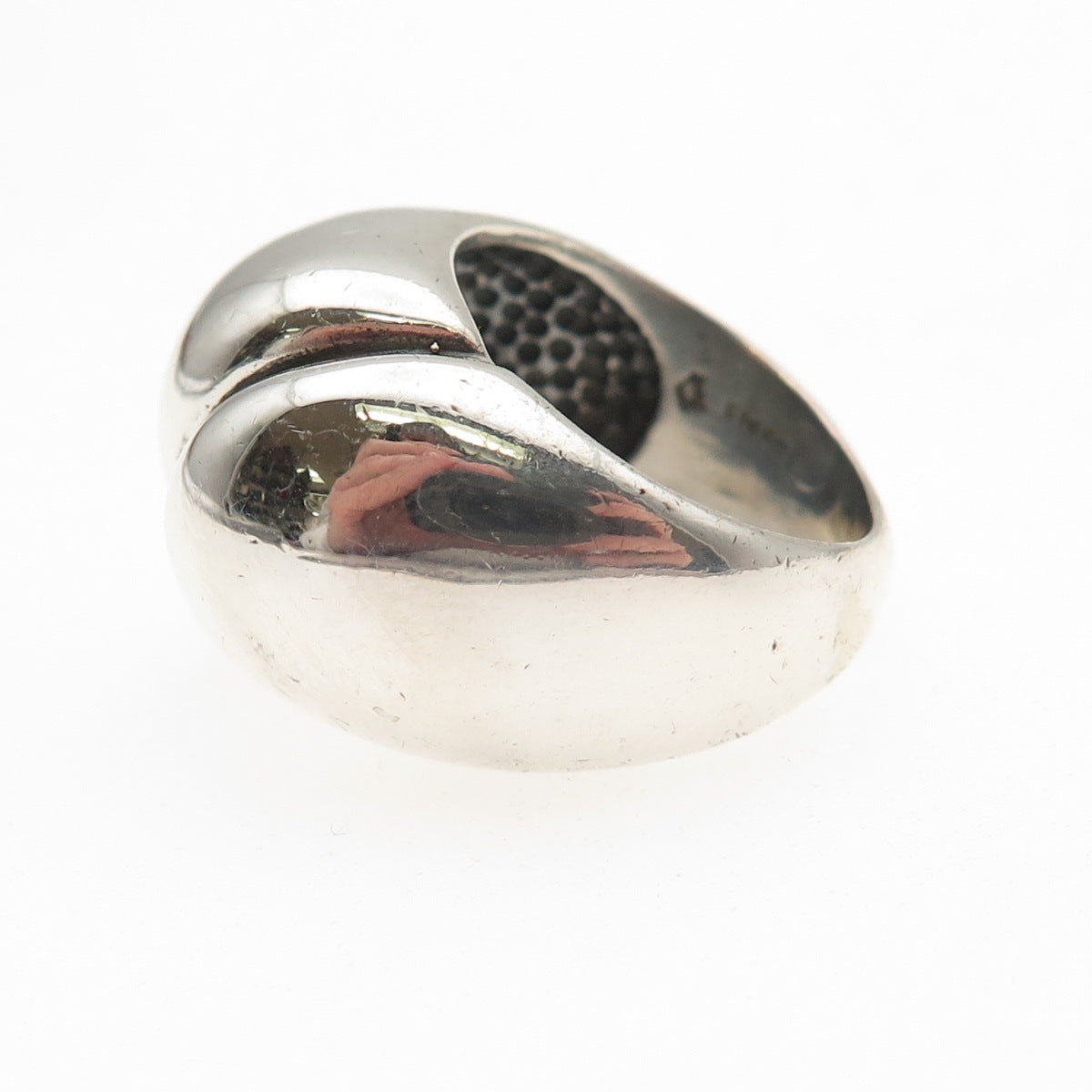 Silver Fox 925 Sterling Vintage Modernist Oxidized Dome Ring Size 6