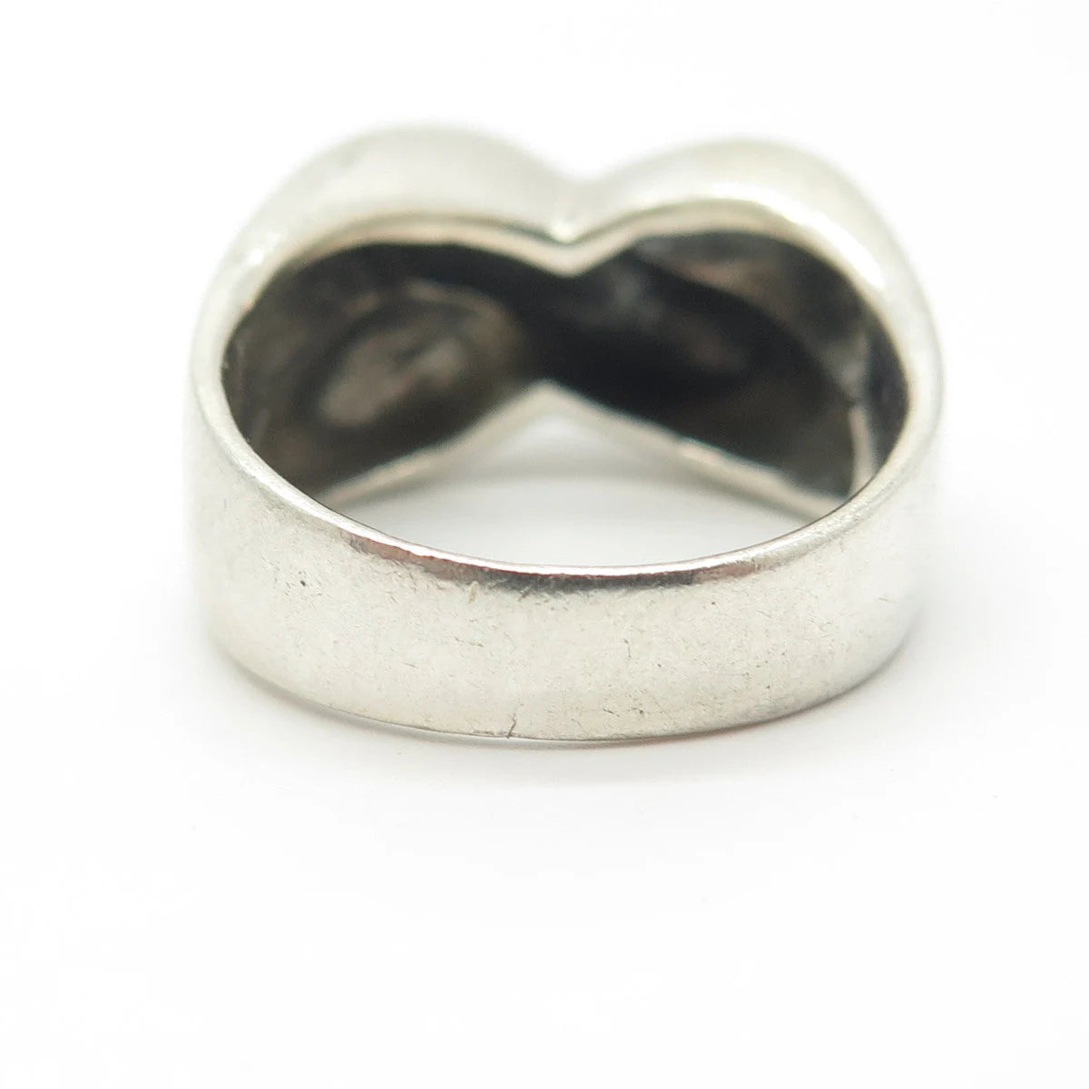 925 Sterling Silver Vintage Wide Crisscross Cocktail Ring Size 8.25