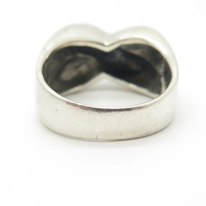 925 Sterling Silver Vintage Wide Crisscross Cocktail Ring Size 8.25